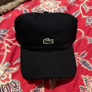 Lacoste Black Baseball Cap with Green Crocodile Patch